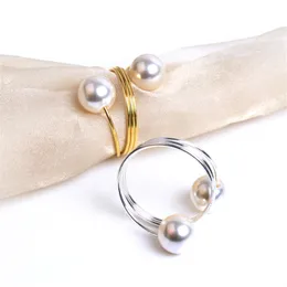 Ny middag bankett faux pärla servett ringar serviette spännehållare bröllop födelsedag datum anniversala party bord dekoration servett ring
