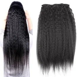 Clip In Human Hair Extensions Natural Brazilian Remy Hair Kinky Straight Clip-Ins 10st 100g Coarse Yaki Clip In Human Hair Extensions