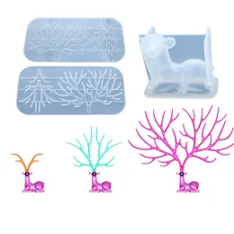Mold rena Chifre Limpar Silicone Floresta animal Mold Jóias DIY Fazendo UV Resina Art Supplies Silicone Craft