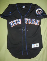 Günstige Retro NEW YORK Russell Athletic Top Blank Jersey Black Rd Medium Piazza Herren genähte Baseball-Trikots