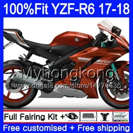 حقن الجسم لياماها YZF600 YZF R6 YZFR6 2017 2018 248HM.19 YZF 600 YZF R 6 برتقالي لامع YZF-600 YZF-R6 17 18 Fairings Kit + 7Gifts