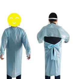 CPE Förkläde Engångsisoleringsklänning Långärmad CPE Protective Gowns Skyddsdräkt 190 * 115cm Engångsförkläde Raincoats KKA7964