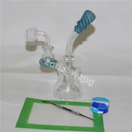 hookahs color Recycler Dab Rig Glass Bong Oil Rigs Water Pipe with Bowl hookah pipes dabber tool silicone wax pad