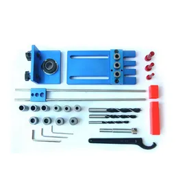 Hole Drill Guide Dowel Jig Set Woodworking Locator Tools with Drilling Bits & Depth Stop Collar