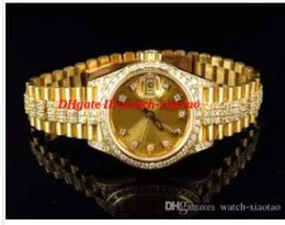 2022新しい高級時計レディース27mmステンレススチールブレスレット18Kイエローゴールドダイヤモンド腕時計自動女性の腕時計