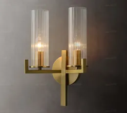 Quarto pós-moderno Bedside lâmpadas de parede luz nórdica todos os cobre simples sala de estar tv iluminação luxo vidro banheiro luminárias