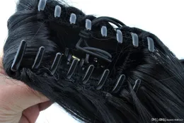 Gorąca Sprzedaż 16 '' 18 '' 20 'Prosty Ponytail Claw Clip On Extension Human Hairpiece 100g Pack 2 sztuk partii # 4 # 1b # 27 616 # 8 #