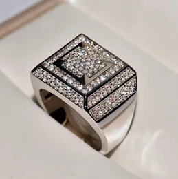 2019 New Wholesale High Quality Men's Hip Hop Ring Copper Micro Zircon Square Rings