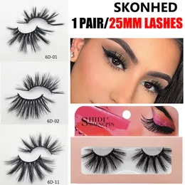 1 par 25 milímetros 3D falso vison Cabelo Cílios Cruz Fios completa Tiras Eye Extensão Ferramenta Natural olho longo cílios Maquiagem falsificados