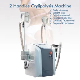 Hot Selling 6 i 1 2 Cryo Handtag Fat Freess Machine 40KHz Kavitation RF Slimming Machine Double Chin Ingen smärtcellulitreduktionsanordning