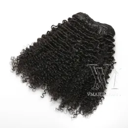 Vmae Peruvian Afro Kinky Curly Click in Human Hair Extension 3A 3B 3C 4B 4C Clip w 120G Naturalny kolor