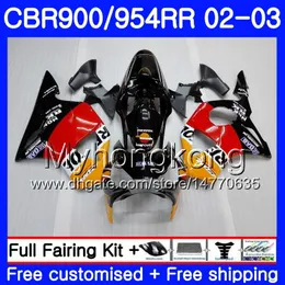 HONDA 용 CBR900RR CBR 954 RR CBR900 RR CBR954 RR 280HM.1 CBR 900RR CBR954RR 렙솔 오렌지 HOT 02 03 CBR 954RR 2002 2003 페어링 키트