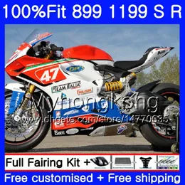 Injektion för Ducati 899 1199 PANIGALE S R 2012 2013 2014 2015 2016 325HM.36 899R 1199R 899S 1199s 12 13 14 15 16 OEM Vit Röd Hot Fairing