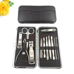 12pcs Manicure Set Pedicure Scissor Tweezer Knife Ear Pick Utility Nail Clipper Kit ,Stainless Steel Nail Care Tool Set LX7686