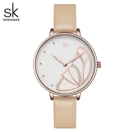 Shengke Nya kvinnor Luxury Brand Watch Simple Quartz Lady Waterproof Wristwatch Female Fashion Casual Watches Clock Reloj Mujer