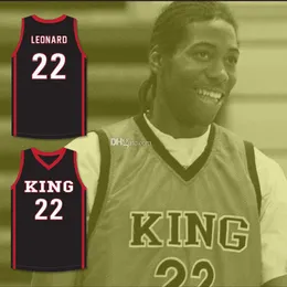 Kawhi Leonard #22 Martin Luther King High School Woes Basketball Jersey White Red Black Retro Men's ed Custom Number Name Jerseys