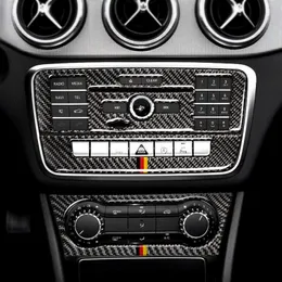 Carbon Fiber CD Air Conditioning Control Panel car Stickers cover For Mercedes W169 W245 W117 W156 A Class B Class CLA GLA