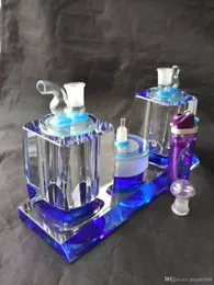 Accessori per bong in vetro con doppi tubi in cristallo ﾠ, pipe per fumatori in vetro colorati mini multicolori Hand Pipes Best Spoon glas