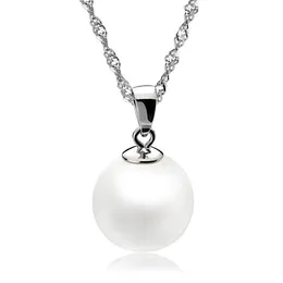 Högkvalitativ 12mm Pearl Pendant Halsband Choker med kedje mode silver smycken billiga halsband för kvinnor