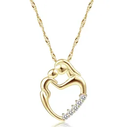 2020 New Fashion Mom Necklace Gold Baby Mother Pendant Necklace Rhinestone Jewelry For Mother's Day Gift
