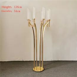 Nowy Styl Metal Candelabra Świecznik Posiadacze Akrylowe Tabela Ślubna Centerpieces Kwiat Stojak Świecznik Uchwyt Candelabrum do Home Decor Senyu0318