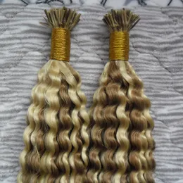 1g / pc Pre Bonded Hair Extension I Tips Människans hårförlängning 200PCS Afro Kinky Curly Remy Human Hair I Tips Extensions