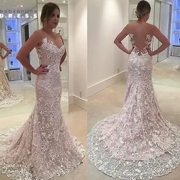 Lace Wedding Fashion Gowns Designer Design Mermaid Cut Out Back Chapel Train Ruffles Cheap Good Quality Bridal Dresses