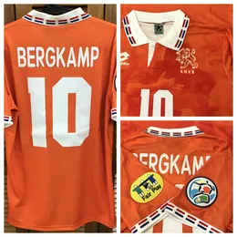 HOL 96/98 EuroCup Vintage Klassisches Hemd-Shirt Jersey Kurzarm BERGKAMP CRUYFF Kluivert Benutzerdefinierte Name Number Patches Sponsor