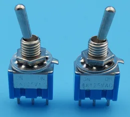 Free Shipping 500Pcs Blue MTS-102 3-Pin 6MM Mini SPDT ON--ON 6A 125VAC Toggle Switches