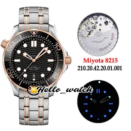 New Drive 300M 210.20.42.20.01.001 Black Texture Dial Miyota 8215 Automatic Mens Watch Ceramics Bezel Two Tone Rose Gold Steel Hello_watch
