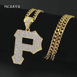 McSays Hip Hop Jewelry CZ Full Crystal Letter Pendant Golden Iced Out Bling Bling Necklace Rapper Mens Fashion Accessories SS