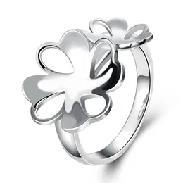 EPACKET DHL Plated Sterling Silver Flower Openwork Dam Ring DHSR745 US storlek 8; Mode Kvinnors 925 Silver Plate Band Ringar Smycken