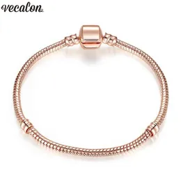 Bracciale fatto a mano con perline in argento 925 riempito in oro rosa con catena a forma di serpente, braccialetto di lusso, gioielli per feste, 16-23 cm, regalo per le donne