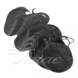 Brasiliansk naturfärg 100g 120g 14 till 30 tum Weave Straight Body Wave Drawstring Ponytail Virgin Human Hair Extensions