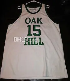 오크 힐 아카데미 고등학교 #15 Carmelo Anthony 화이트 레트로 농구 유니폼 남성 ED 사용자 정의 번호 이름 유니폼