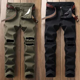 Fashion-Nowo Designer Men Dżinsy Slim Fit Fit Stretch Zniszczone Ripped Jeans Plus Size 29-40 Hip Hop Streetwear Marka Mężczyźni Długie Spodnie