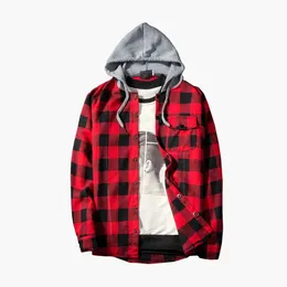 Vetement Femme 2019 Hoodies Tracksuit Men's Autumn Casual Plaid Shirts Långärmad Pullover Shirt Top Hooded Blus Sportwear V191019