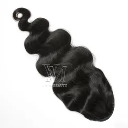 Único Europeu Drawn Cavalinha apertado Clipe Hole In 120g # 1B onda do corpo cordão Ponytails Remy Virgem Extensões de cabelo humano