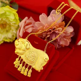 Traditional Wedding Pendant Necklace 18k Yellow Gold Filled Lovely Pig  Design Bridal Womens Jewelry High Polished