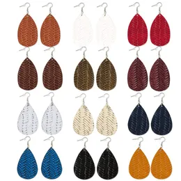 Solid Color Double Sides PU Leather Dangle For Women Girl Pendant Earrings Party Club Decor Jewelry