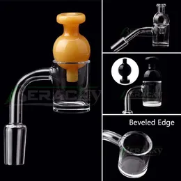Beveled Edge Clear/Opaque Bottom Quartz Banger With Bubble Carb Cap 10mm 14mm 18mm Male Female Nails For Glass Bongs Pipes Dab Rigs