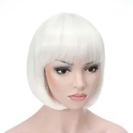 Tamanho: 8color ajustável Selecione a cor e 1pc estilo sintético Womens Lady cabelo curto reta completa Cosplay Partido peruca Bob peruca de cabelo novo