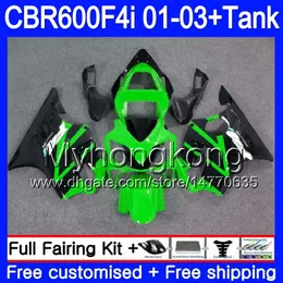 Body +Tank For HONDA CBR 600F4i CBR600FS CBR600F4i 01 02 03 286HM.63 CBR600 F4i 600 FS CBR 600 F4i 2001 2002 2003 Fairings Green black hot