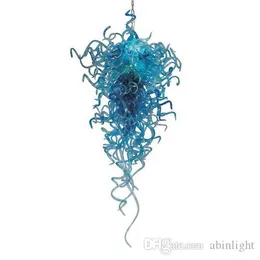 Newest Contemporary Hand Blown Glass Custom Chandelier European Murano Style Glass Hotel Lobby Decoration Top Design Blue Pendant Lamps