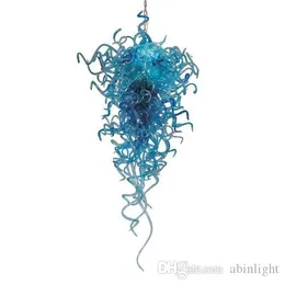 Newest Contemporary Hand Blown Glass Custom Chandelier European Murano Style Glass Hotel Lobby Decoration Top Design Blue Pendant Lamps