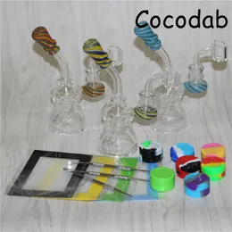 Glasbong Dab Rig Recycler Bohrinseln berauschende Bongs Wasserpfeifen mit 14-mm-Quarz-Banger-Dabber-Werkzeug, Silikonmatten und Behältern