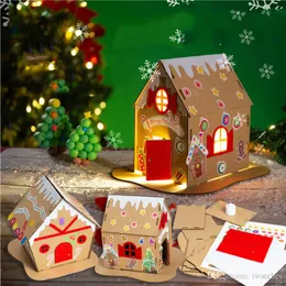 Christmas decoration gift DIY handmade luminous homemade house handmade diy material package kindergarten children luminous homemade cottage