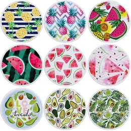 Vattenmelon strandhandduk 150cm polyester vattenmelon ananas print strand filt vår sommar picknick yoga matta se 36 stilar