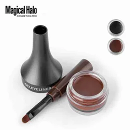 Magisk halo makeup vattentät lås färg grädde ögonbryn gel penna 2 färger ögonbryn tona brun 3d naturlig ögonbryn penna med pensel