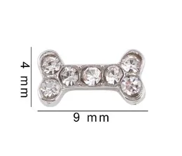 20PCS/lot Rhinestones Dog Bone DIY Alloy Charms Accessories Fit For Magnetic Memory Glass Living Floating Locket